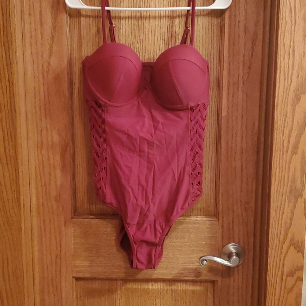 NWT Burgundy Love My Curves swimsuit size 14